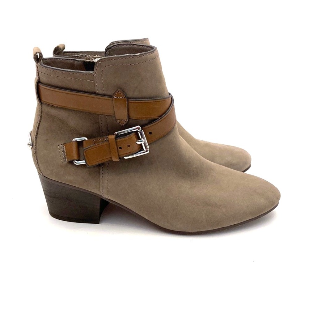 Coach Pauline Taupe Suede Ankle Booties Boots Womens 6.5M A8984 Zip Close